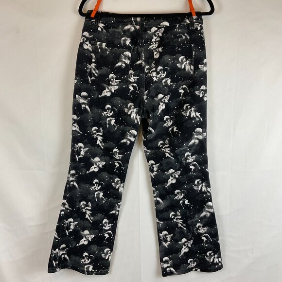 Delia's Cherub Jeans M Black Gray White Bell Bottom Flare Dolls Kill - Picture 6 of 11